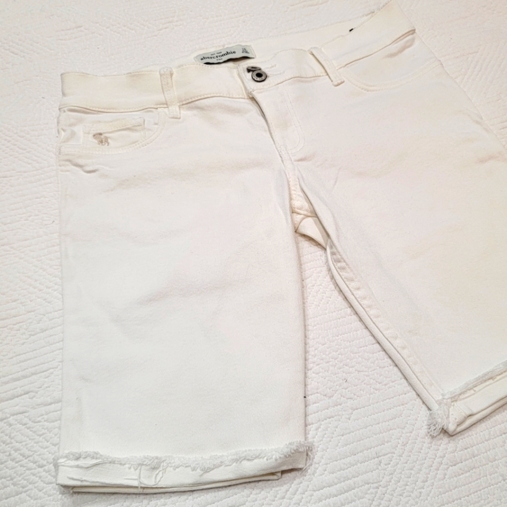 Abercrombie kids white denim long shorts